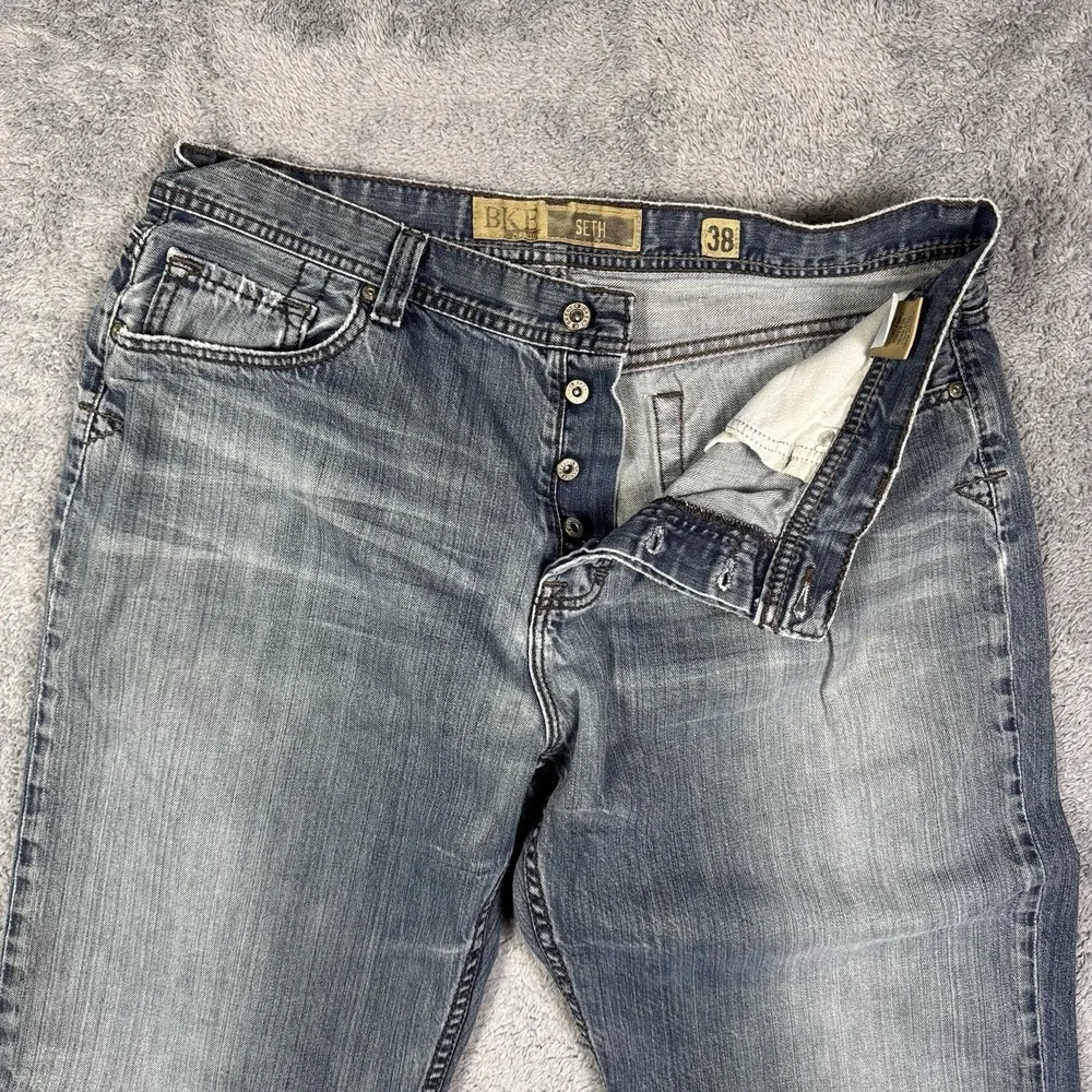 BKE Jeans Mens 38x34 Seth Bootcut Button‎ Fly Whisker Cowboy Baggy Y2K Grunge